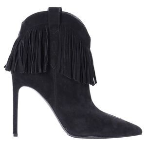 Saint Laurent Fringe Ankle Boots in Black Suede